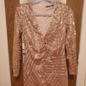 Boohoo Rose Gold Dress